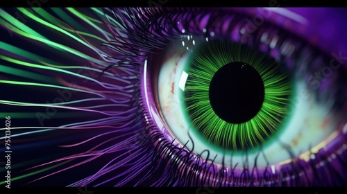 Close up view of human eye with blue iris. Vision concept