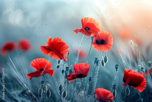 illustration of poppies in the field. Created with Generative AI