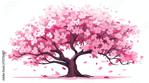 Seasonal Spring Cherry tree blossom flat vector © Noman