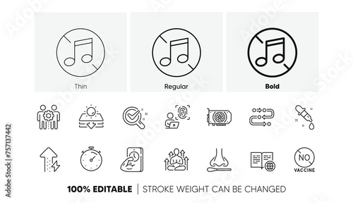 Chemistry pipette, Chemistry lab and Yoga line icons. Pack of Energy growing, Internet book, Methodology icon. Nasal test, No music, Sun protection pictogram. Fitness, Computer fingerprintGpu. Vector