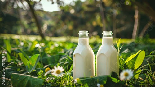 Eco-friendly dairy packaging unveiling amidst lush green farms