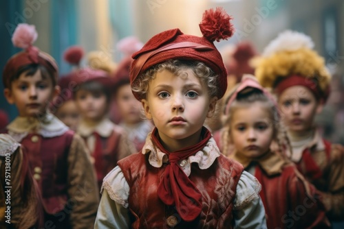 Children in costumes for school costume parade