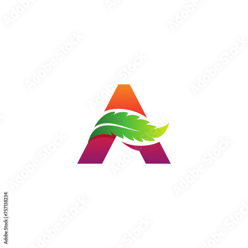 Alphabet letter Initial Monogram logo A, colorful and modern concept, combines the letter A and marijuana