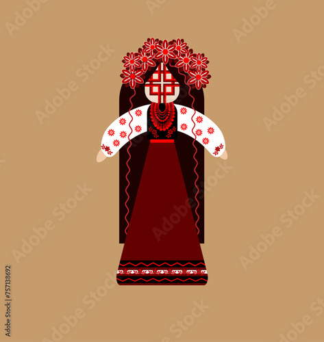 Ukranian doll motanka national ornament talisman vector illustration ethnicity traditional culture amulet