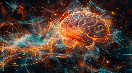 Brain-Computer Interface  Futuristic Sensation  Technological Sensation  Artificial Intelligence  Glowing Lines  Brain