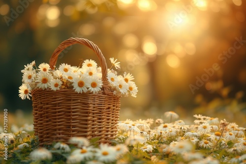 a basket full of flowers in grassy field professional photography