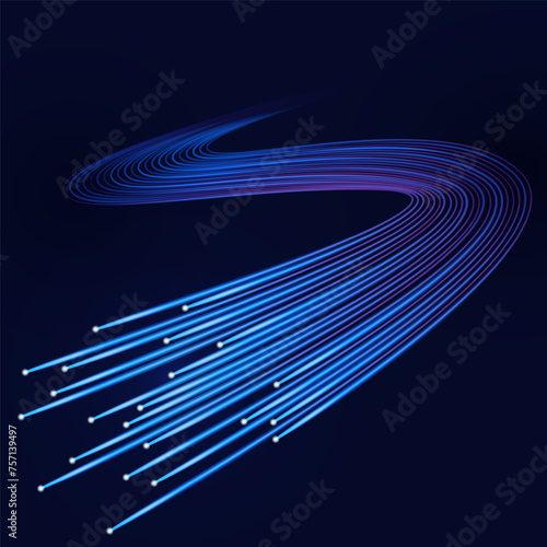 Optical fiber with digital information flow. Vector illustration. Sketch for creativity.