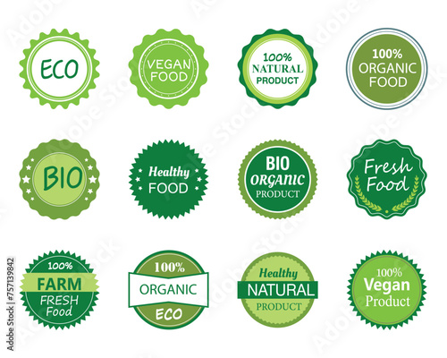 Set of labels and icons for green technology.