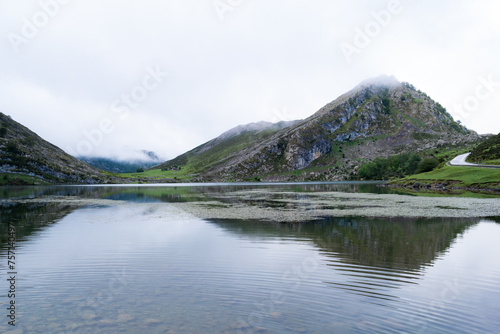 Majestic view of Lake Enol. Los Lagos de Covadonga. Asturias - Spain