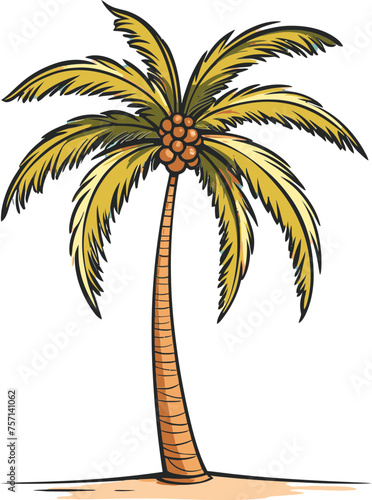 Seaside Splendor Radiant Palm Tree Vector Art