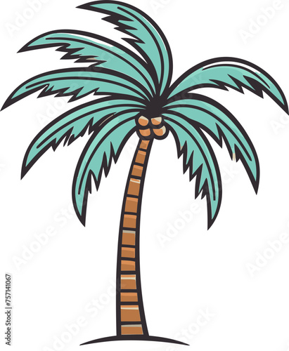 Beachside Bliss Tranquil Palm Tree Vector Art