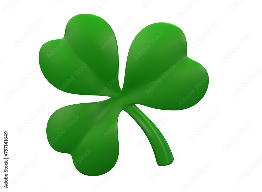 cartoon three-leaf clover on a white background 3d rendering cartoon three-leaf clover on a white background 3d rendering