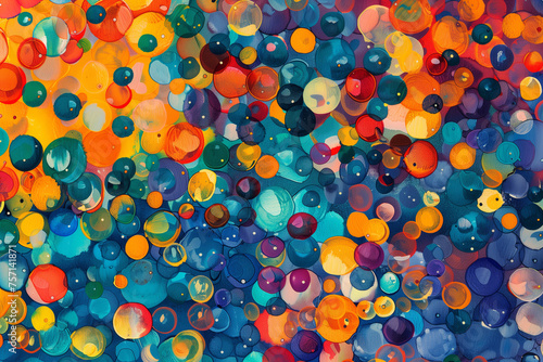 illustration of abstract background with colorful circles. Created with Generative AI 