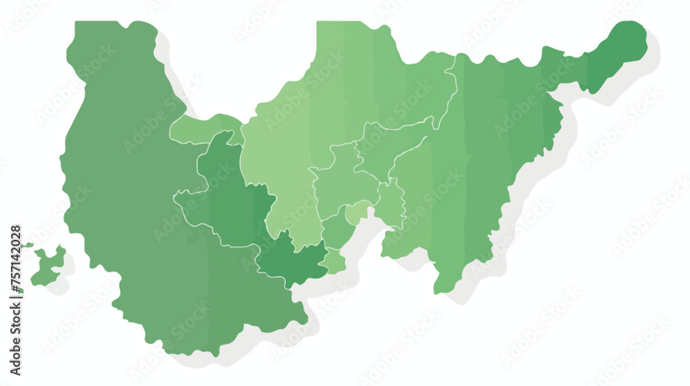 Thailand Map Vector Style Greyish Green Flat Maps 