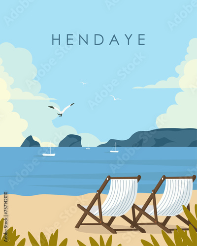 Hendaye travel poster, travel card