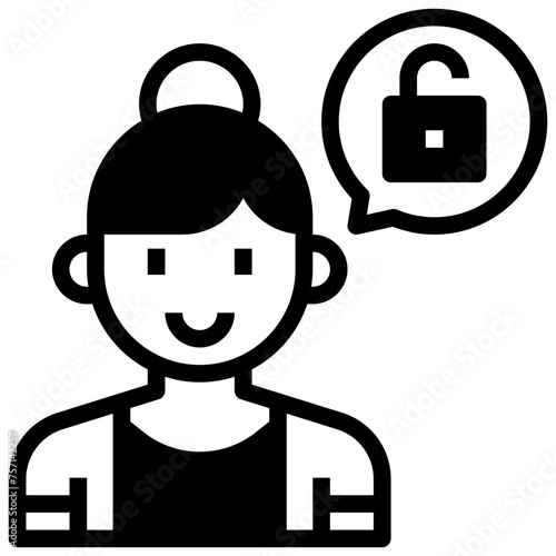 UNLOCKED,security,interface,avatar,user,woman.svg