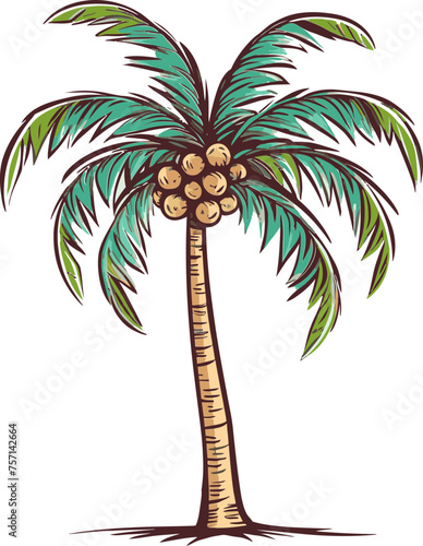 Coastal Canvas Inspirational Palm Tree Vector Illustration