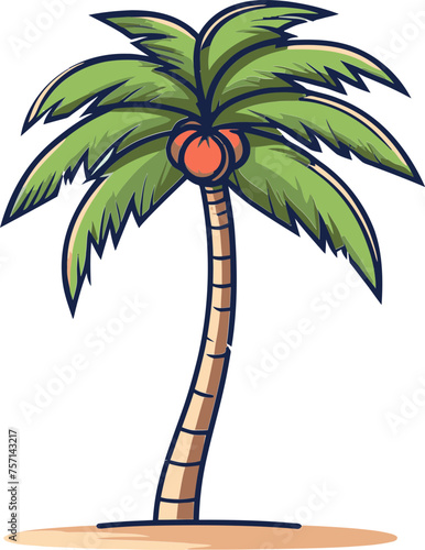 Seaside Symphony Tranquil Palm Tree Vector Design