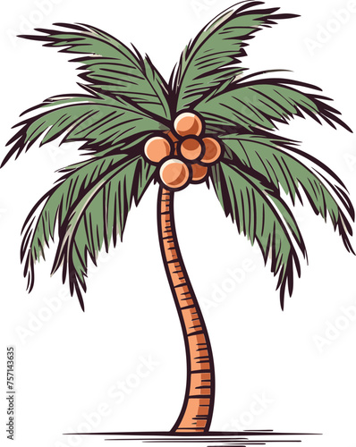 Coastal Dreams Ethereal Palm Tree Vector Illustration