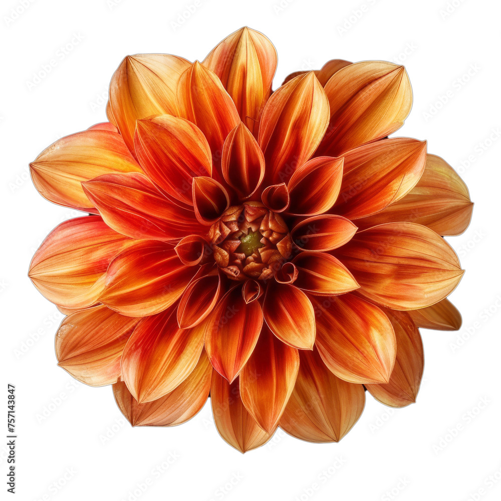Portrait close up orange Dahlia Flower on white background AI Generative Portrait close up orange Dahlia Flower on white background AI Generative