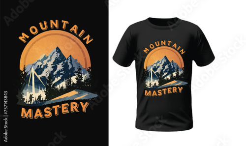 Hand drawn  Mountains mastery T-Shirt Design 