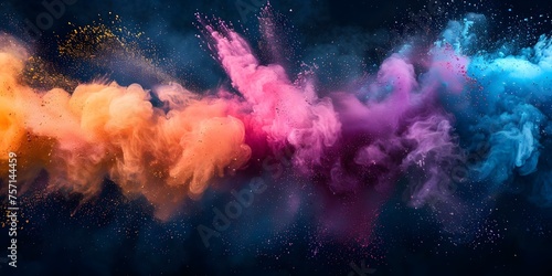 Vibrant colored powders burst creating a dynamic and colorful splash effect. Concept Colorful Powder Explosion, Dynamic Photography, Vibrant Burst, Splash Effect, High Energy Shoot