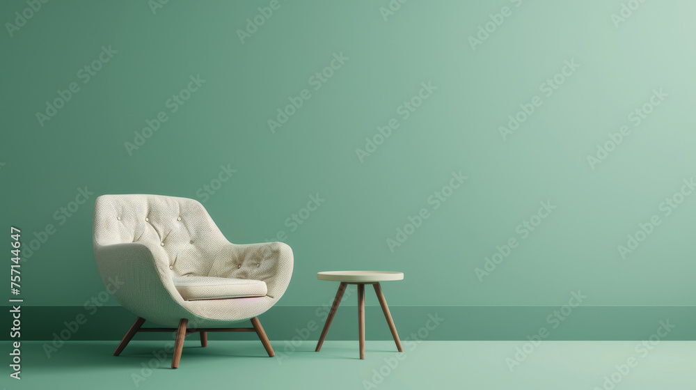 Minimalist living room interior with armchair Minimalist living room interior with armchair