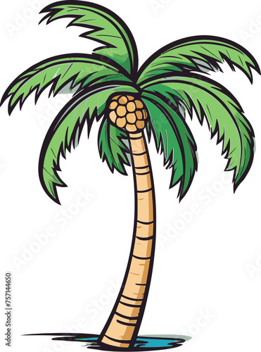 Tropic Tranquility Tranquil Palm Tree Vector Art