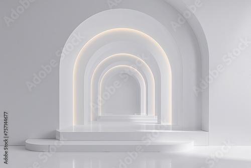 a white hallway with a light in the ceiling