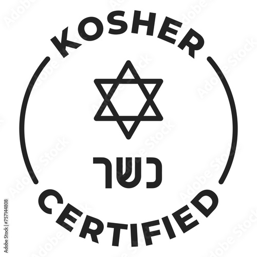 Kosher certified label. Kosher food vector icon isolated.