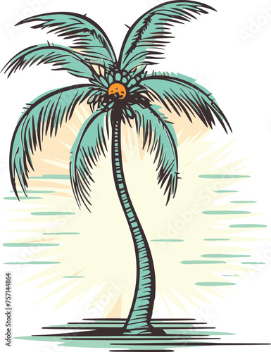 Palm Tree Portrait Portrayed Palm Tree Vector Design