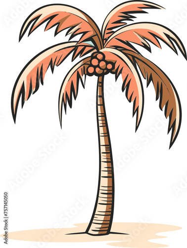 Seaside Serenade Serene Palm Tree Vector Art