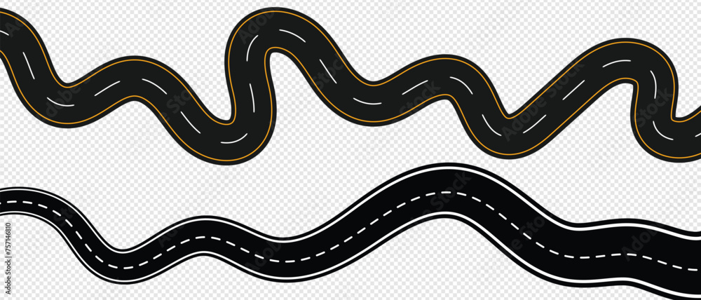 Winding highway road from top view. Flat vector illustration isolated ...