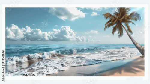 Tranquil Beach Scene with Palms and Surf