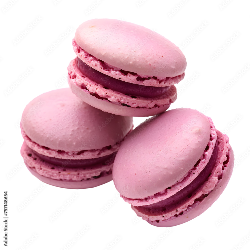 Pink macarons cookies isolated on transparent background Pink macarons cookies isolated on transparent background