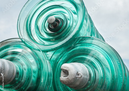 Glass disc insulators.