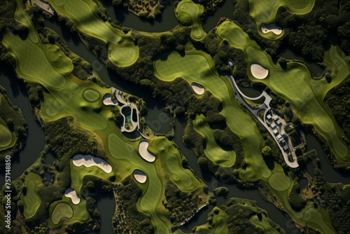 Symmetrical patterns in a golf course from above