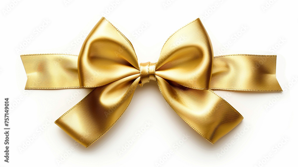 A golden bow on a white background. A golden bow on a white background.