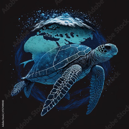 turtle on a green background