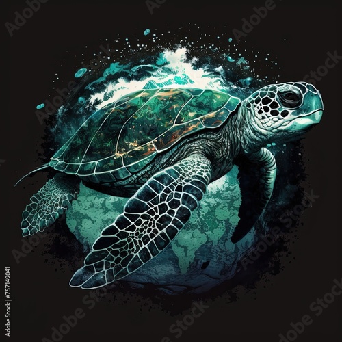 turtle on a green background