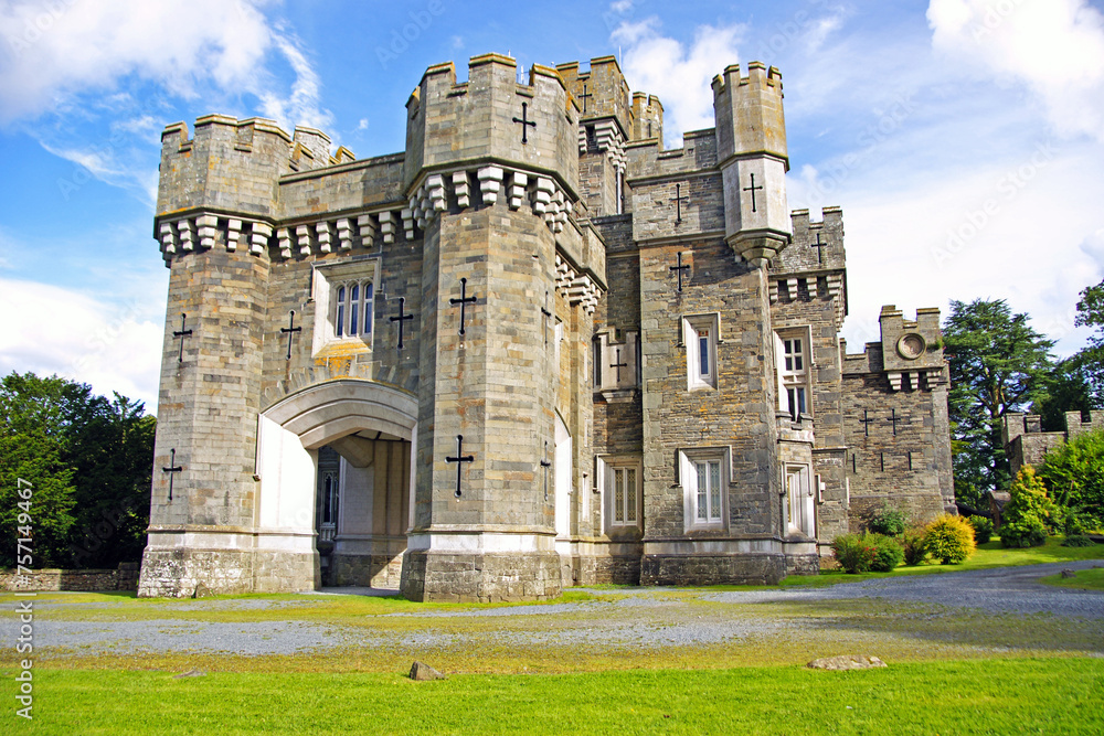 Wray Castle, Lake District, a popular tourist attraction on the shore of Windermere.