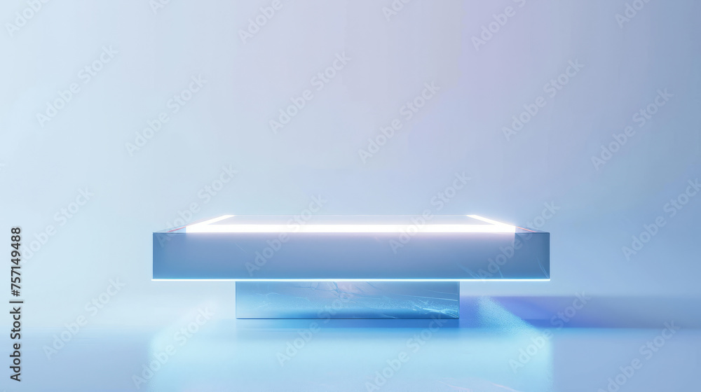 3d holographic square podium. Product display made out of neon glass. Mockup cosmetic stage presentation, purple color background. 3d holographic square podium. Product display made out of neon glass. Mockup cosmetic stage presentation, purple color background.