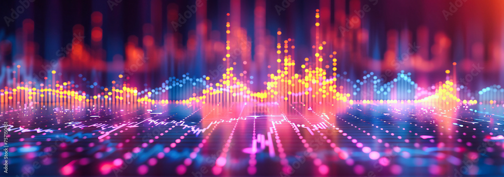 Abstract technology background with digital sound wave, representing music, audio analysis, and electronic communication Abstract technology background with digital sound wave, representing music, audio analysis, and electronic communication