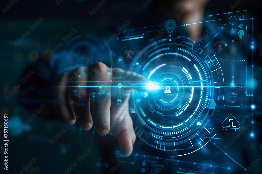 Login. business man hand touching on virtual digital padlock key diagram with media link connecting technology background, networking tech, cybersecurity, cyber network connection concept Login. business man hand touching on virtual digital padlock key diagram with media link connecting technology background, networking tech, cybersecurity, cyber network connection concept