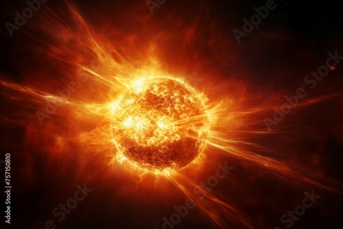 Solar flare erupting from the Sun's surface, displaying intense energy and vibrant colors against the backdrop of space.