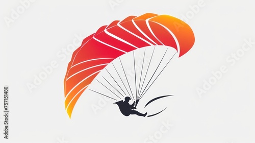 Bright colorful parachute on white background, isolated. Concept of extreme sport, taking adventure/ challenge.