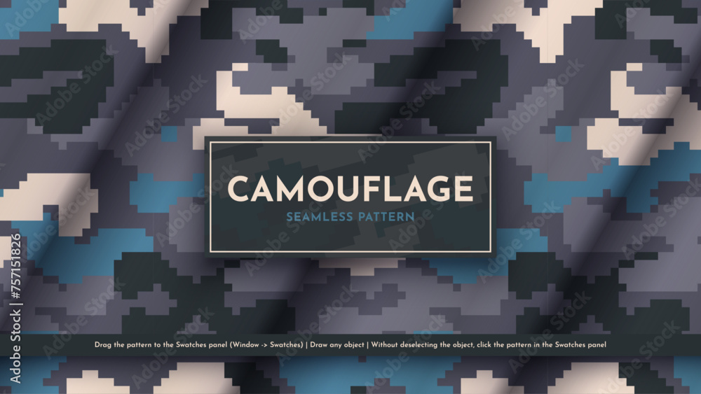 Seamless Camouflage Pattern. War Illustration. Traditional Military Texture. Army Modern Background