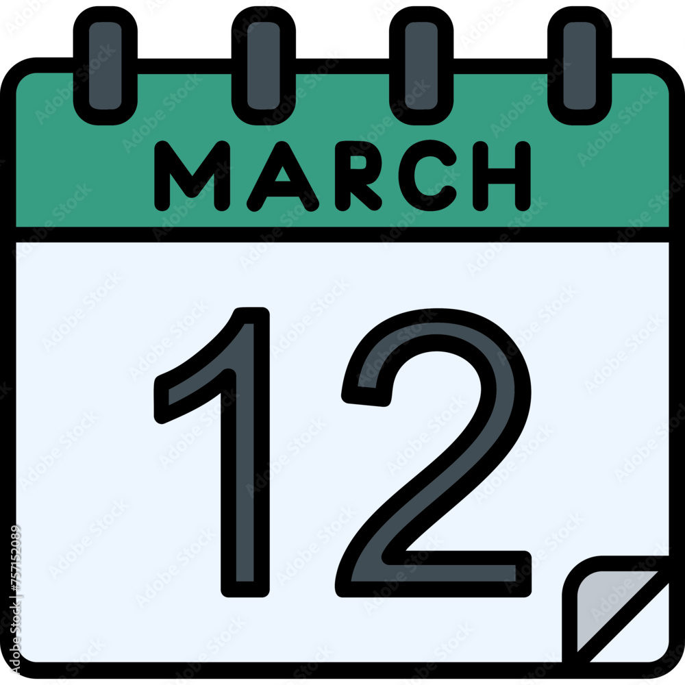 12 March Vector Icon Design 12 March Vector Icon Design