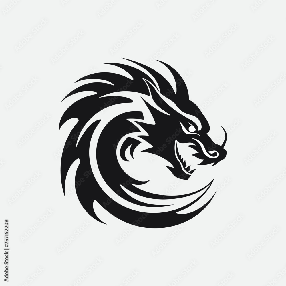 Naklejka premium dragon head logo vector art template illustration
