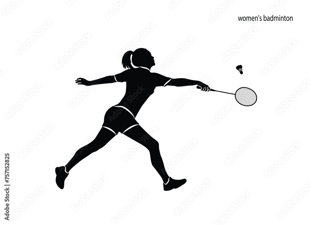female badminton player Women's badminton logo. active sports